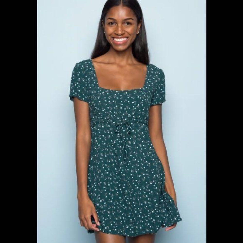 Brandy Melville Green Floral Victoria Dress